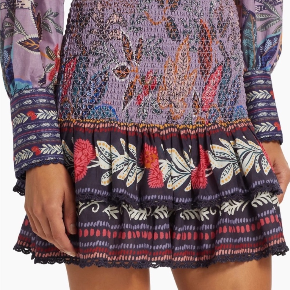 Farm Rio Wild Night Ruffled Miniskirt in Lavender
